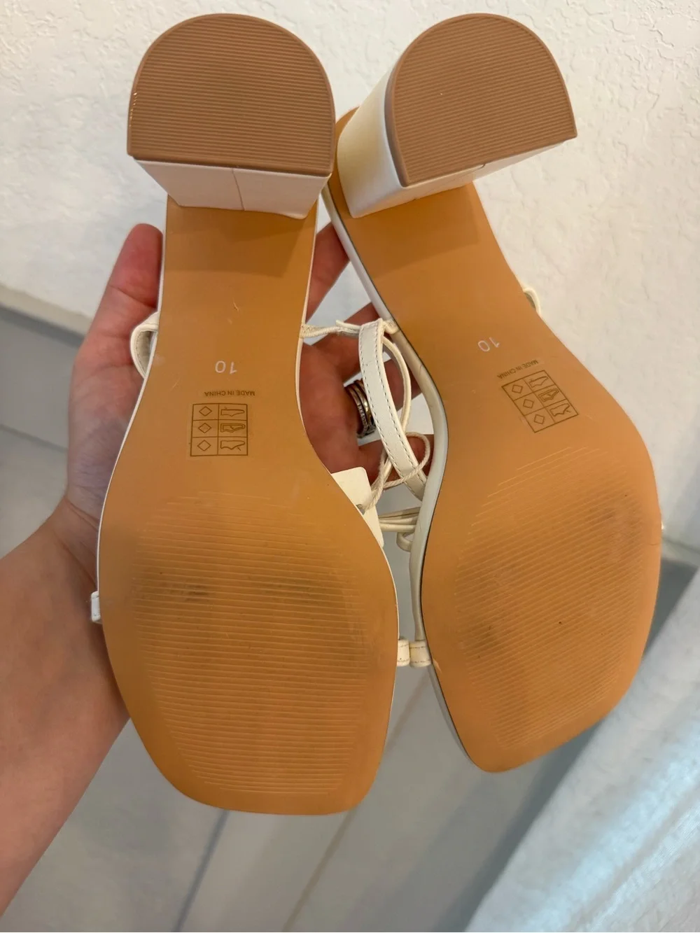 Altar'd State White Bow-Strap Square Toe Block Heels